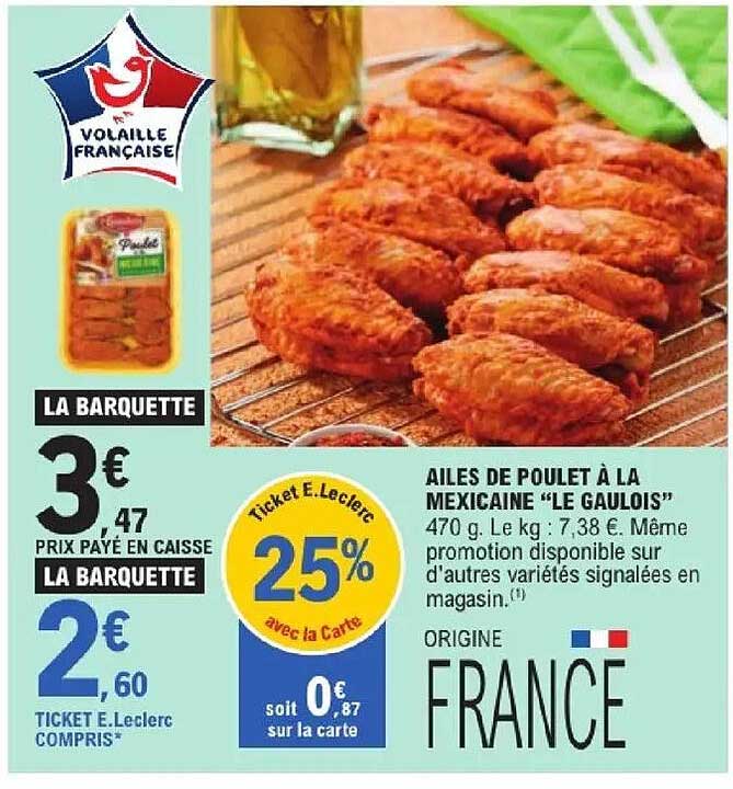 AILES DE POULET À LA MEXICAINE “LE GAULOIS”