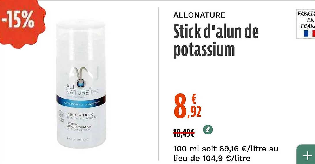 ALLONATURE Stick d'alun de potassium