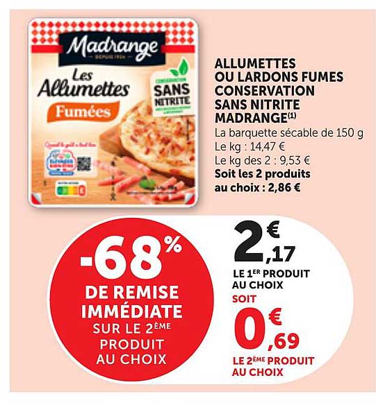 ALLUMETTES OU LARDONS FUMES CONSERVATION SANS NITRITE MADRANGE