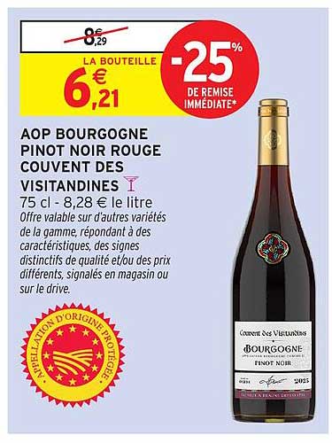 AOP BOURGOGNE PINOT NOIR ROUGE COUVENT DES VISITANDINES