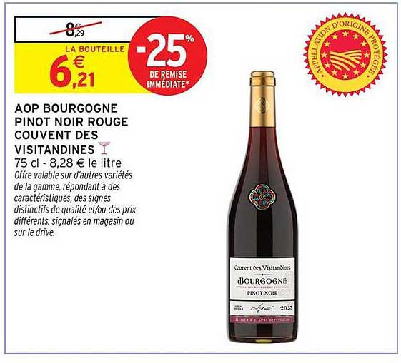 AOP BOURGOGNE PINOT NOIR ROUGE COUVENT DES VISITANDINES