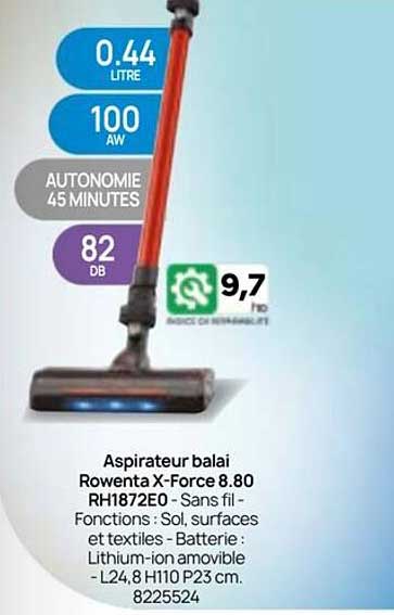 Aspirateur balai Rowenta X-Force 8.80 RH1872EO - Sans fil