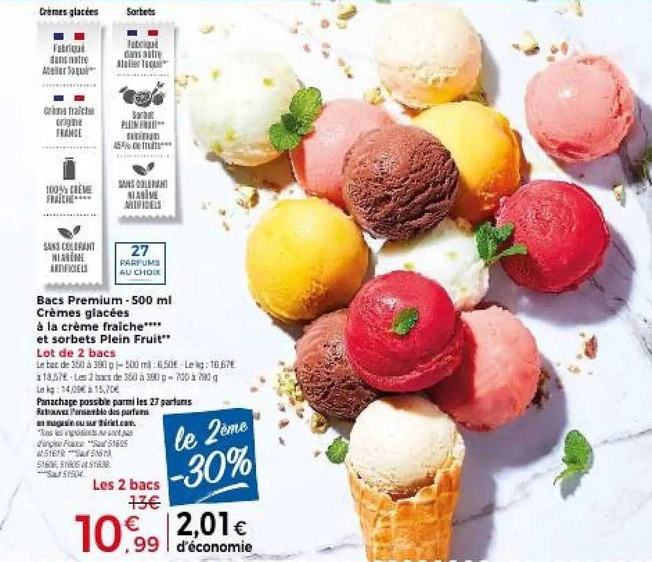 Bacs Premium - 500 ml Crèmes glacées à la crème fraîche® et sorbets Plein Fruit®