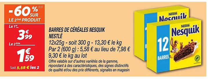 BARRES DE CÉRÉALES NESQUIK NESTLÉ