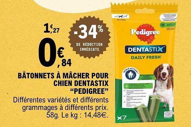 BÂTONNETS À MACHER POUR CHIEN DENTASTIX "PEDIGREE"