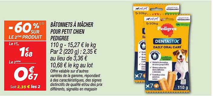 BÂTONNETS À MÂCHER POUR PETIT CHIEN PEDIGREE