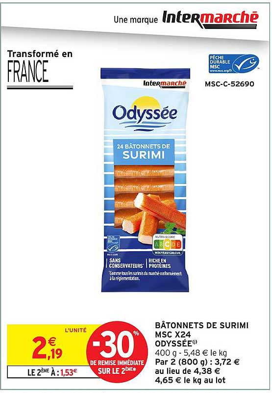 BÂTONNETS DE SURIMI MSC X24 ODYSSÉE