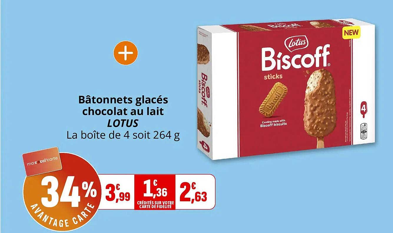 Bâtonnets glacés chocolat au lait LOTUS