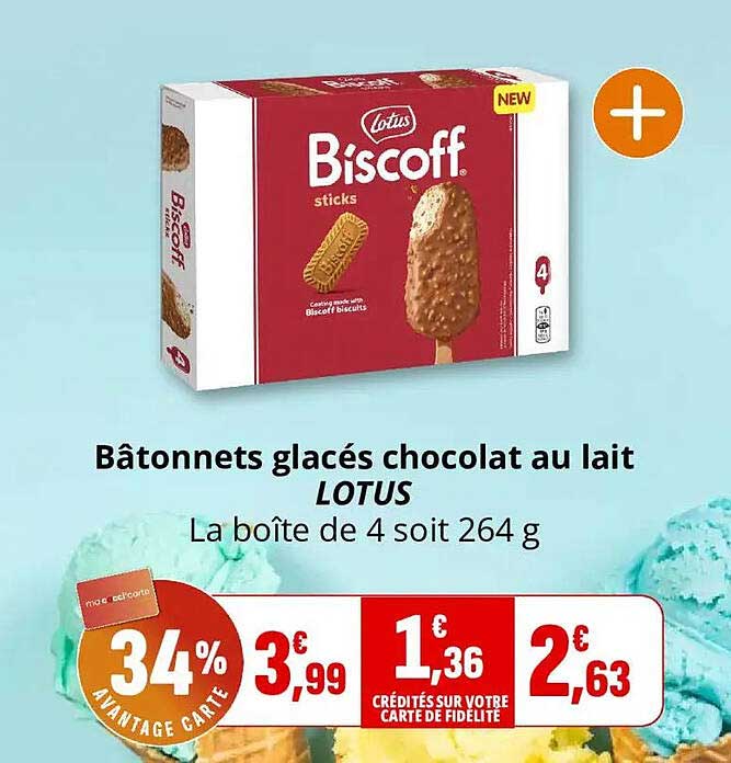 Bâtonnets glacés chocolat au lait LOTUS
