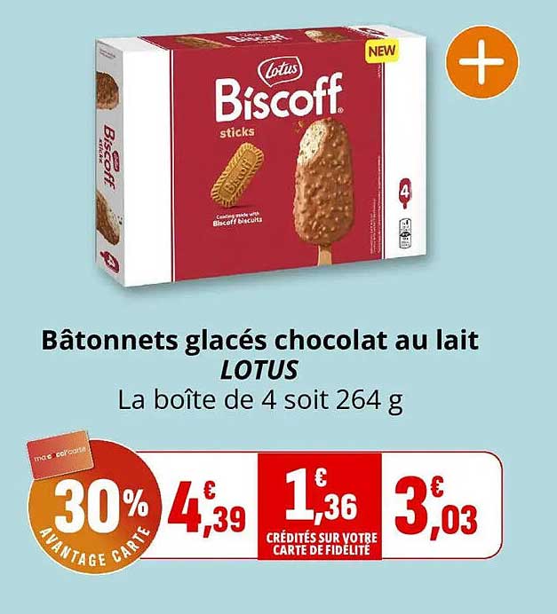 Bâtonnets glacés chocolat au lait LOTUS
