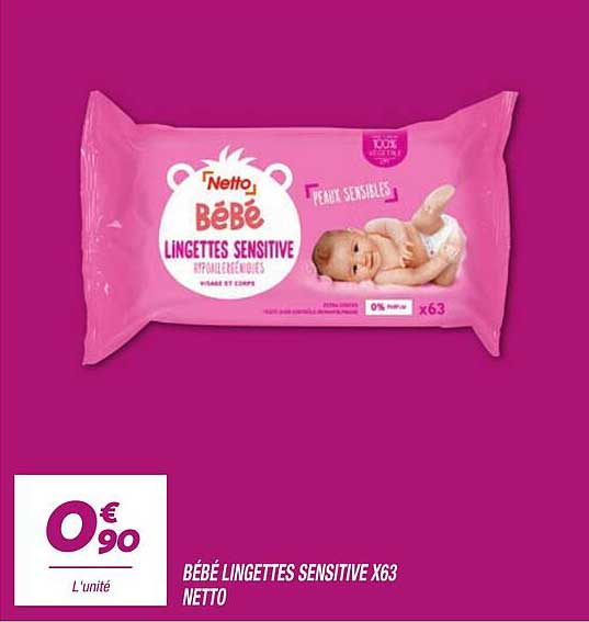 BÉBÉ LINGETTES SENSITIVE X63 NETTO