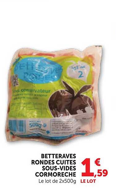 BETTERAVES RONDES CUITES SOUS-VIDES CORMORCHE Le lot de 2x500g