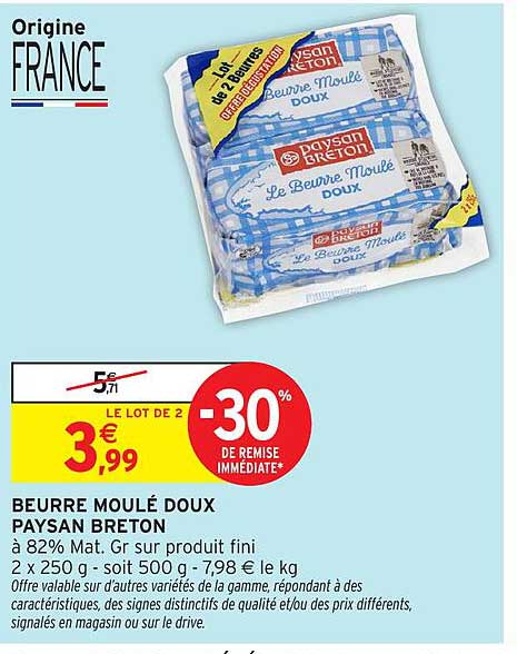 BEURRE MOULÉ DOUX PAYSAN BRETON