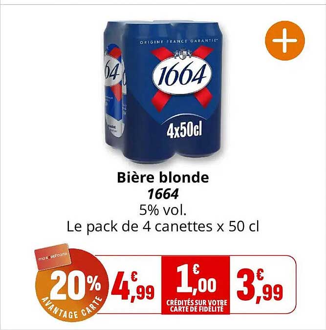 Bière blonde 1664 5% vol. Le pack de 4 canettes x 50 cl