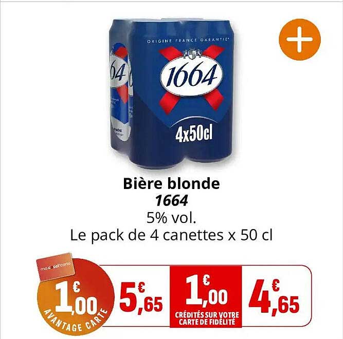 Bière blonde 1664 5% vol. Le pack de 4 canettes x 50 cl