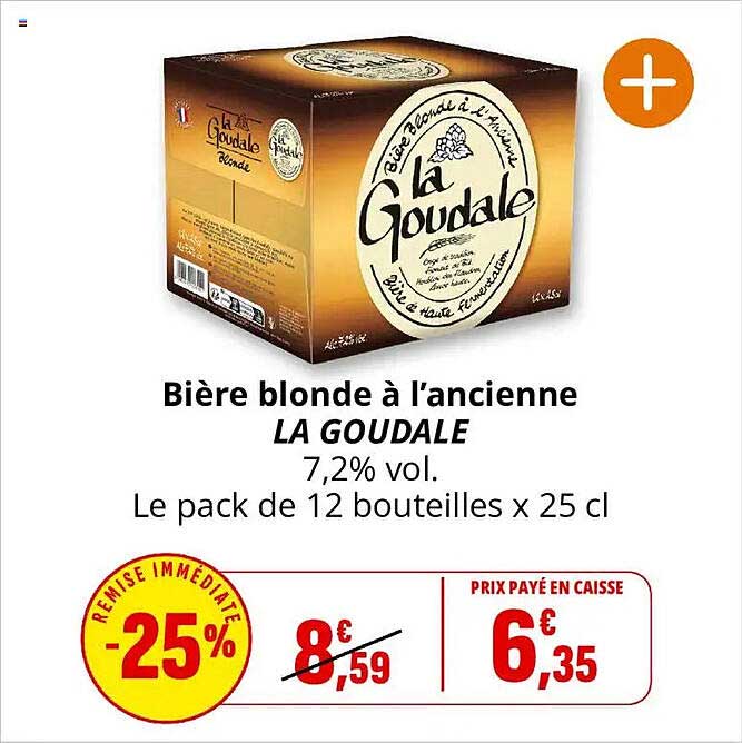 Bière blonde à l’ancienne LA GOUDALE 7,2% vol. Le pack de 12 bouteilles x 25 cl