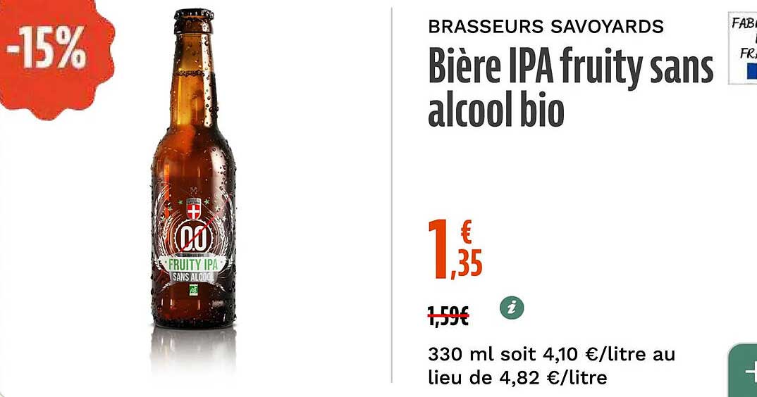 Bière IPA fruity sans alcool bio