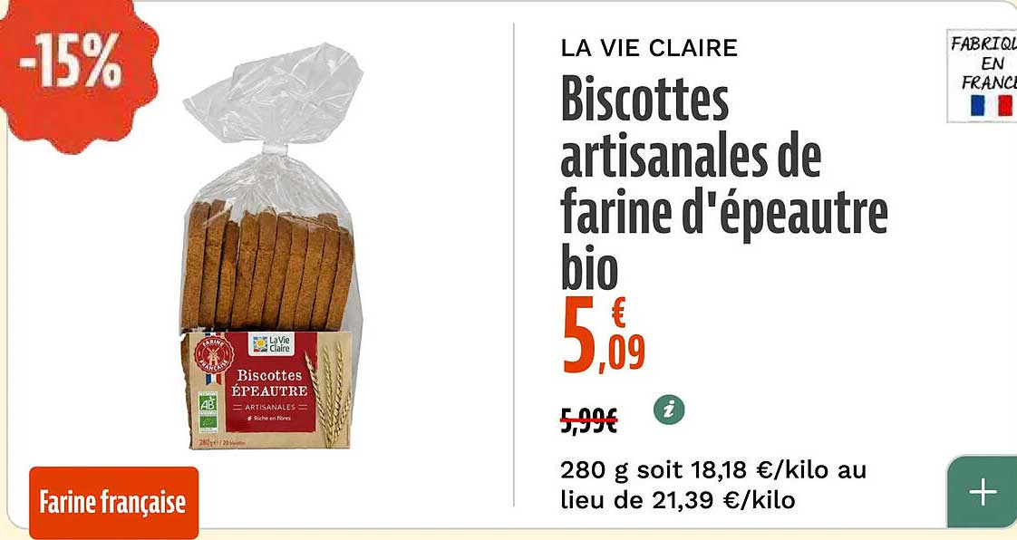 Biscottes artisanales de farine d'épeautre bio