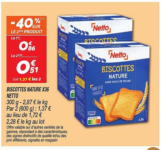 BISCOTTES NATURE X36 NETTO