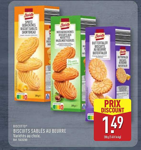 BISCOTTO® BISCUITS SABLÉS AU BEURRE Variétés au choix.