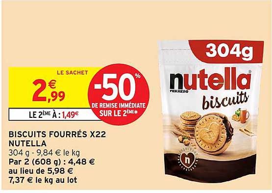BISCUITS FOURRÉS X22 NUTELLA