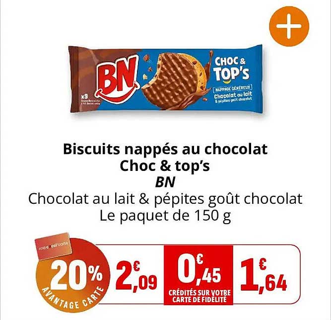 Biscuits nappés au chocolat Choc & top's BN