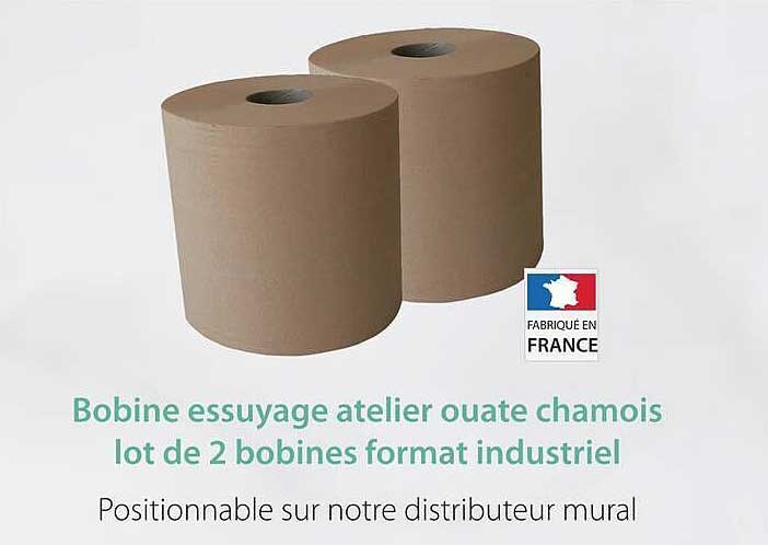Bobine essuyage atelier ouate chamois lot de 2 bobines format industriel