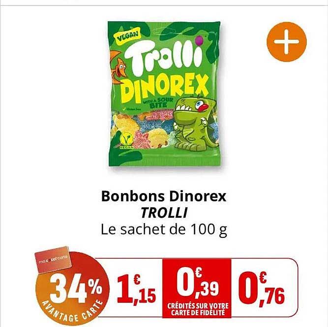 Bonbons Dinorex TROLLI Le sachet de 100 g