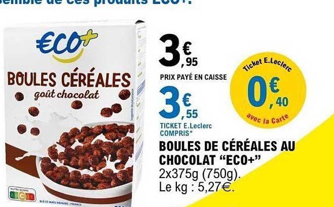 BOULES DE CÉRÉALES AU CHOCOLAT “ECO+”