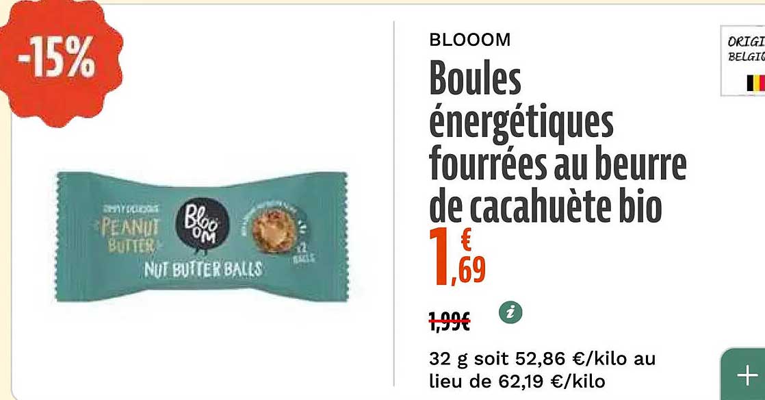 Boules énergétiques fourrées au beurre de cacahuète bio