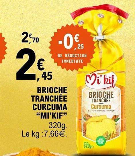 BRIOCHE TRANCHÉE CURCUMA “MI’KIF” 320g.
