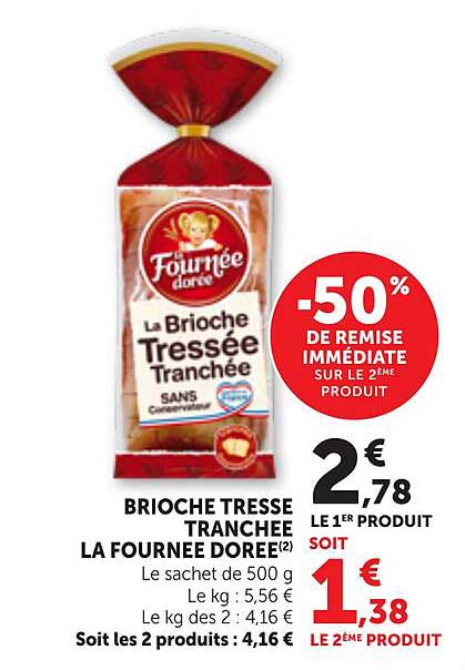 BRIOCHE TRESSE TRANCHEE LA FOURNEE DOREE