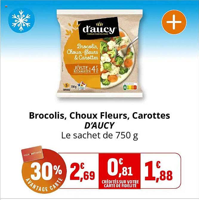 Brocolis, Choux Fleurs, Carottes D'AUCY Le sachet de 750 g