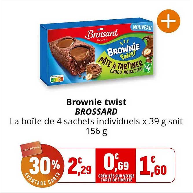 Brownie twist BROSSARD La boîte de 4 sachets individuels x 39 g soit 156 g