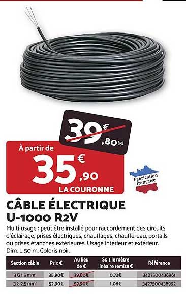 CÂBLE ÉLECTRIQUE U-1000 R2V