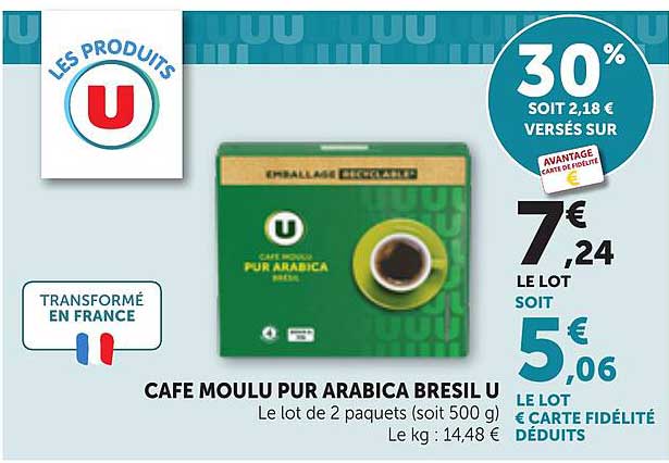 CAFE MOULU PUR ARABICA BRESIL U
