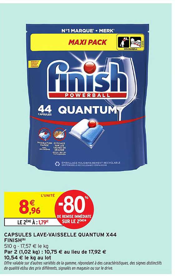 CAPSULES LAVE-VAISSELLE QUANTUM X44 FINISH