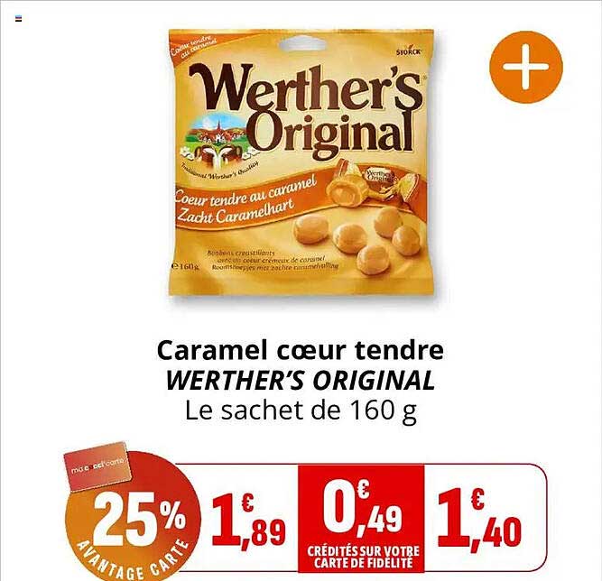 Caramel cœur tendre WERTHER’S ORIGINAL Le sachet de 160 g