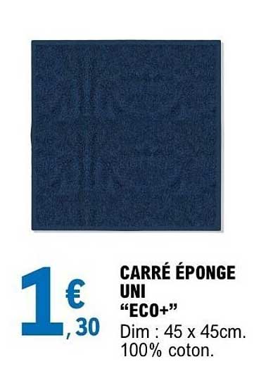 CARRÉ ÉPONGE UNI “ECO+” Dim : 45 x 45cm. 100% coton.