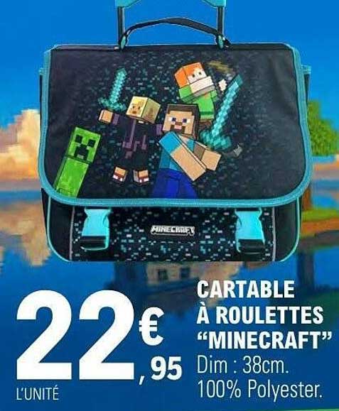 CARTABLE À ROULETTES “MINECRAFT”