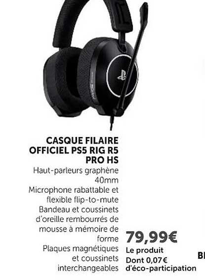 CASQUE FILAIRE OFFICIEL PS5 RIG R5 PRO HS