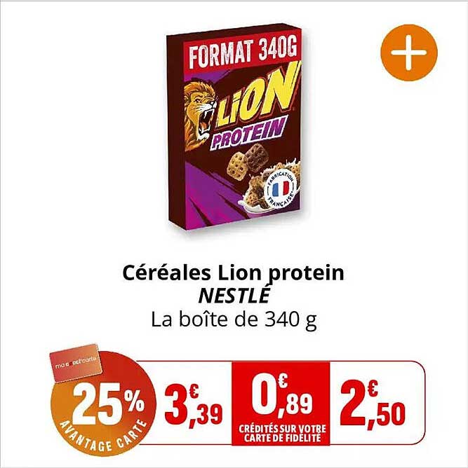 Céréales Lion protein NESTLÉ La boîte de 340 g