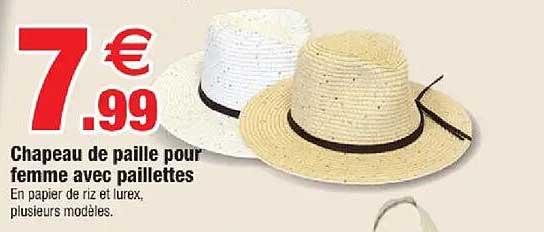 Chapeau de paille pour femme avec paillettes