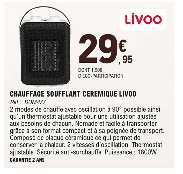 CHAUFFAGE SOUFFLANT CEREMIQUE LIVOO