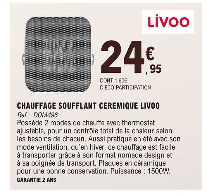 CHAUFFAGE SOUFFLANT CEREMIQUE LIVOO