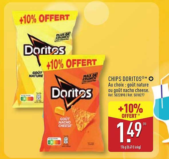 CHIPS DORITOS*® Au choix : goût nature ou goût nacho cheese.