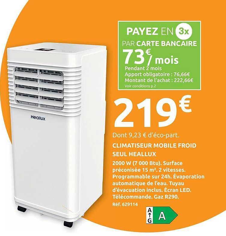 CLIMATISEUR MOBILE FROID SEUL HEALLUX