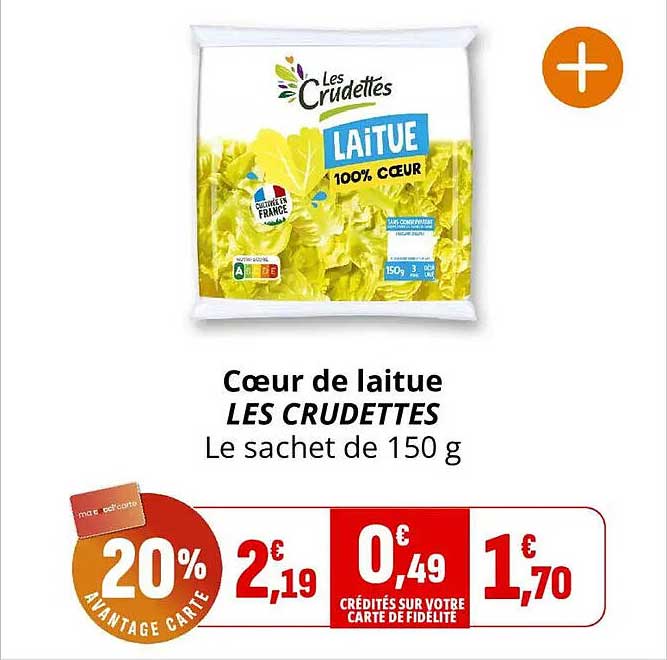 Coeur de laitue LES CRUDETTES Le sachet de 150 g