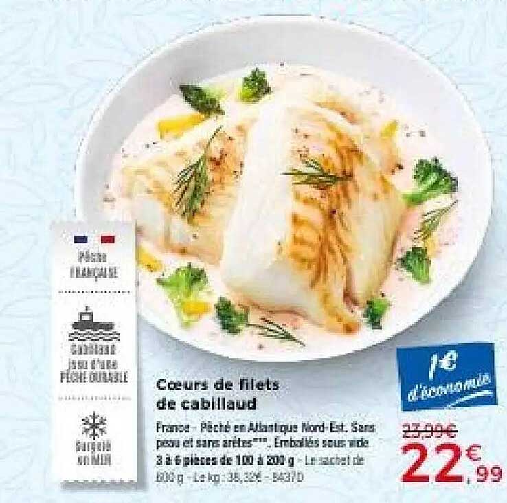Cœurs de filets de cabillaud
