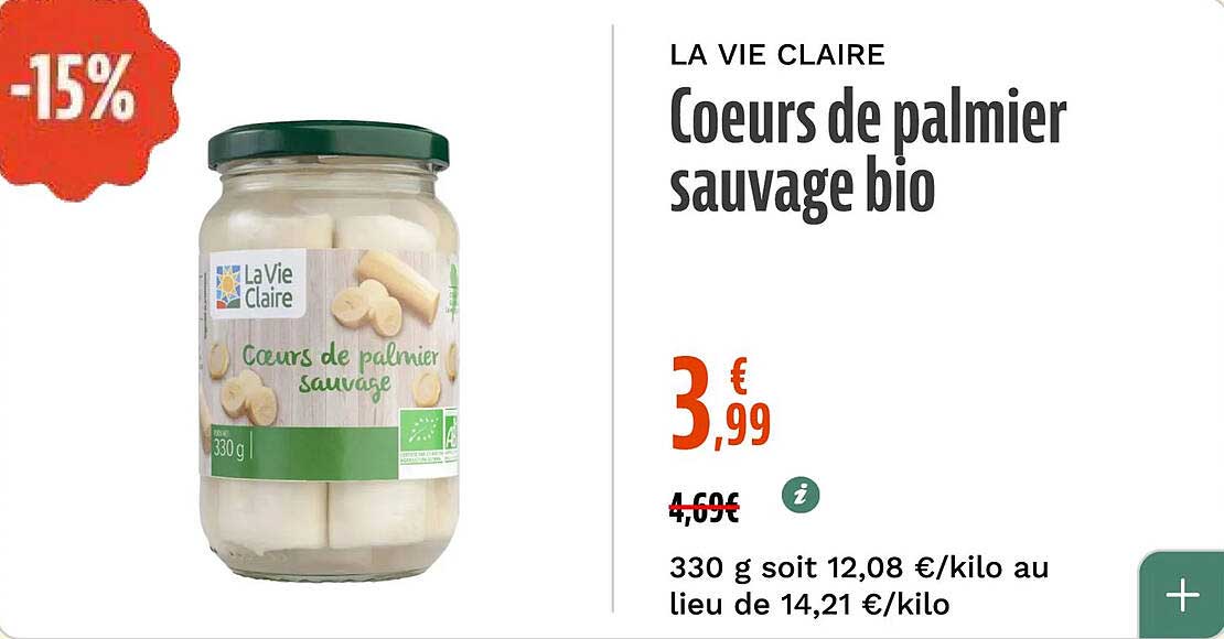 Coeurs de palmier sauvage bio